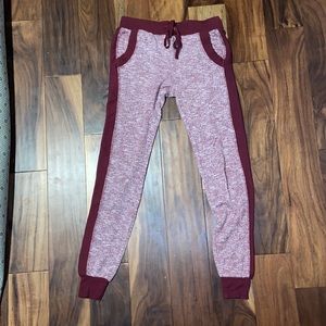 maroon sweatpants